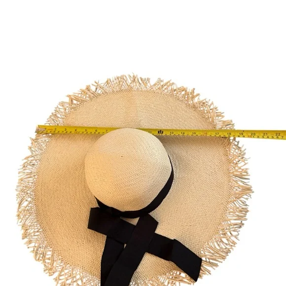 J. Crew Tan and Black Fringed Sun Hat